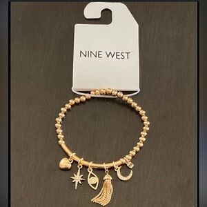 Nine West Gold Beaded Charm Bracelet